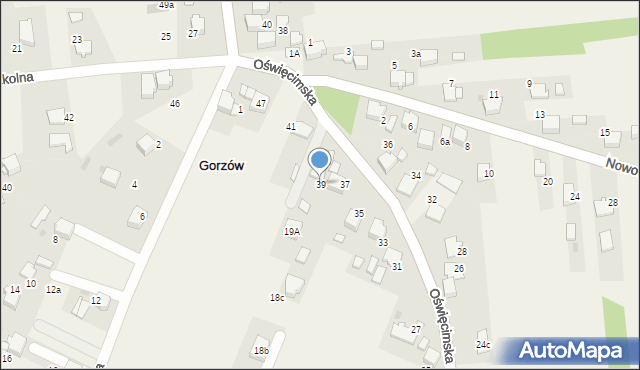 Gorzów, Oświęcimska, 39, mapa Gorzów