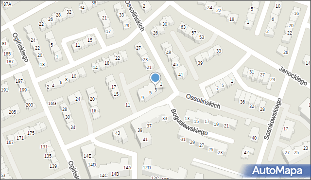Gorzów Wielkopolski, Ossolińskich, 3, mapa Gorzów Wielkopolski