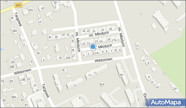 Grajewo, Osiedle Młodych, 3, mapa Grajewo