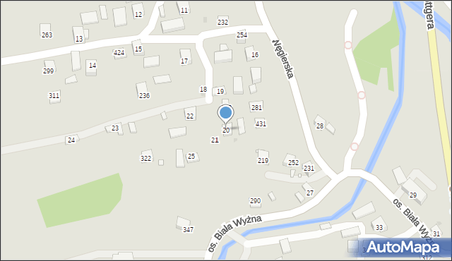 Grybów, Osiedle Biała Wyżna, 20, mapa Grybów