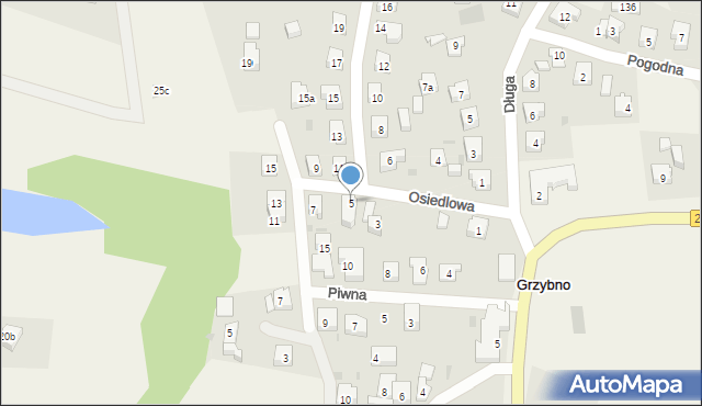 Grzybno, Osiedlowa, 5, mapa Grzybno