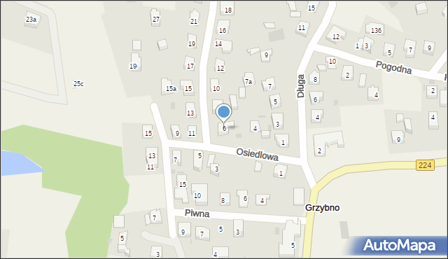 Grzybno, Osiedlowa, 6, mapa Grzybno