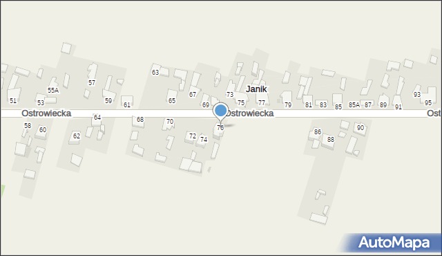Janik, Ostrowiecka, 76, mapa Janik