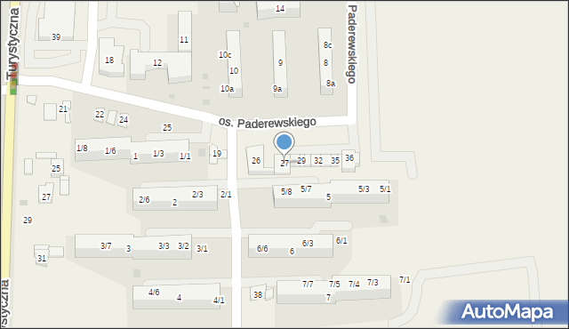 Jawiszowice, Osiedle Paderewskiego Ignacego Jana, 27, mapa Jawiszowice