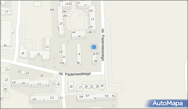 Jawiszowice, Osiedle Paderewskiego Ignacego Jana, 8, mapa Jawiszowice