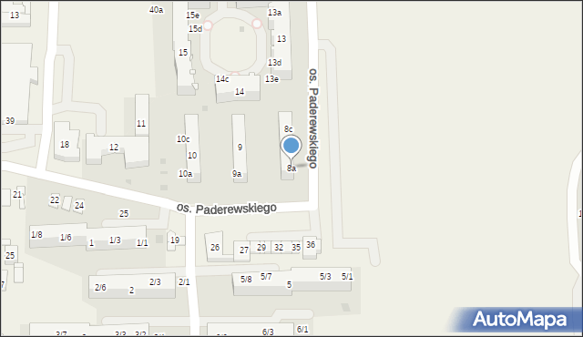 Jawiszowice, Osiedle Paderewskiego Ignacego Jana, 8a, mapa Jawiszowice