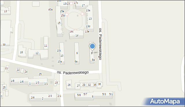 Jawiszowice, Osiedle Paderewskiego Ignacego Jana, 8b, mapa Jawiszowice