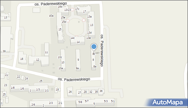 Jawiszowice, Osiedle Paderewskiego Ignacego Jana, 8c, mapa Jawiszowice