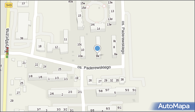 Jawiszowice, Osiedle Paderewskiego Ignacego Jana, 9a, mapa Jawiszowice