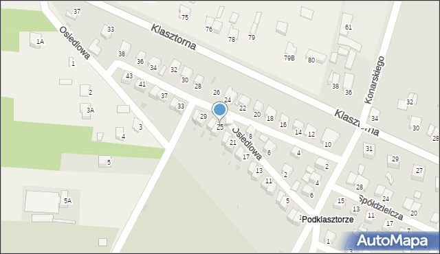 Jędrzejów, Osiedlowa, 25, mapa Jędrzejów