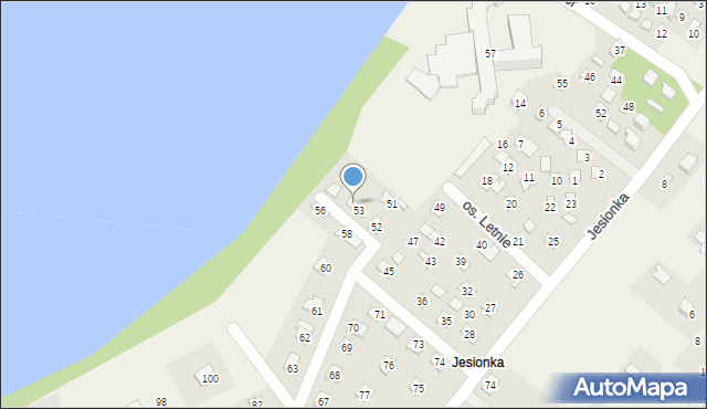 Jesiona, Osiedle Letnie, 54, mapa Jesiona