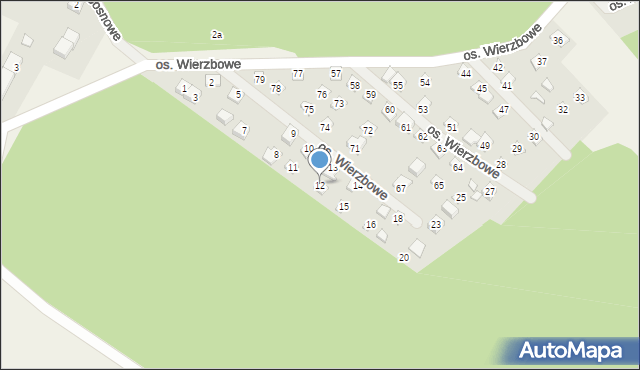 Jodłów, Osiedle Wierzbowe, 12, mapa Jodłów