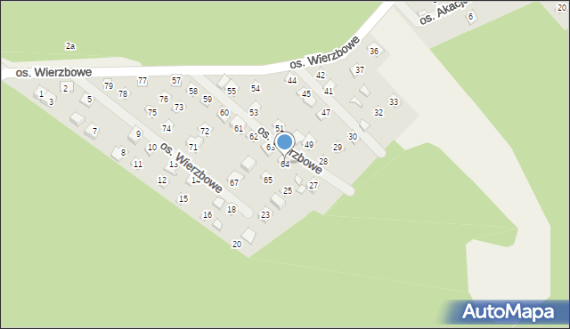 Jodłów, Osiedle Wierzbowe, 64, mapa Jodłów