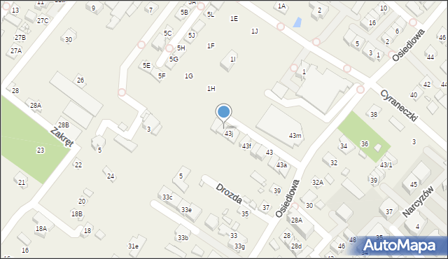 Józefosław, Osiedlowa, 43k, mapa Józefosław