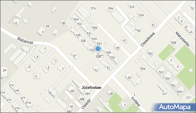 Józefosław, Osiedlowa, 53B, mapa Józefosław