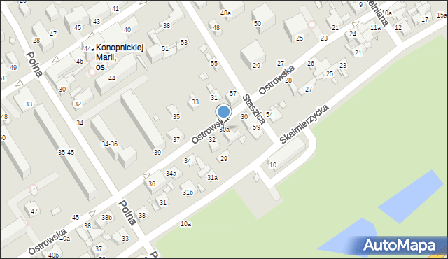 Kalisz, Ostrowska, 30a, mapa Kalisza