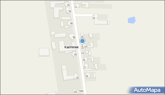 Karminek, Ostrowska, 21, mapa Karminek