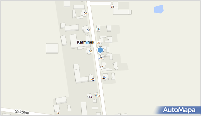 Karminek, Ostrowska, 25, mapa Karminek