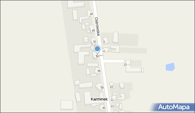 Karminek, Ostrowska, 54, mapa Karminek