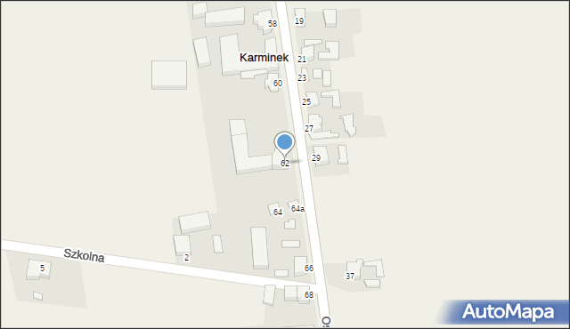 Karminek, Ostrowska, 62, mapa Karminek