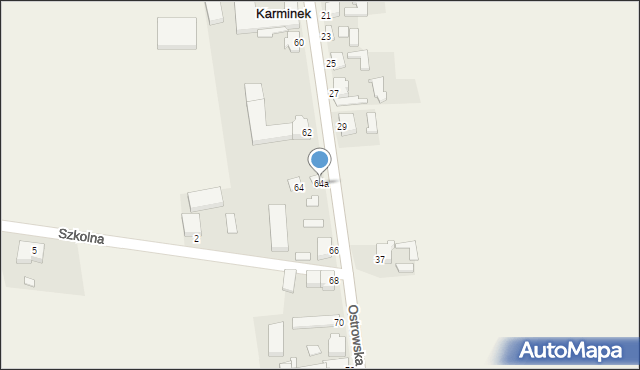 Karminek, Ostrowska, 64a, mapa Karminek