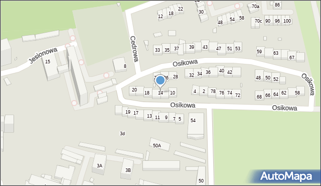 Katowice, Osikowa, 14, mapa Katowic