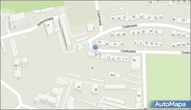 Katowice, Osikowa, 19, mapa Katowic