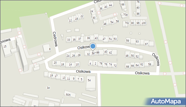 Katowice, Osikowa, 34, mapa Katowic
