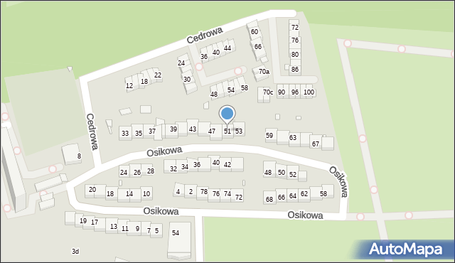 Katowice, Osikowa, 51, mapa Katowic