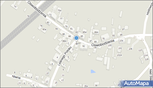 Katowice, Oswobodzenia, 90, mapa Katowic