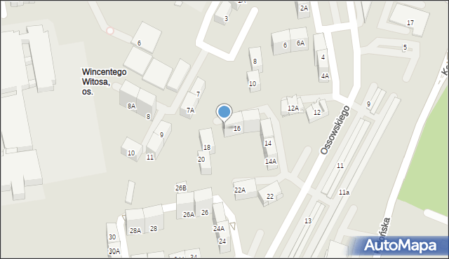 Katowice, Ossowskiego Michała, 16A, mapa Katowic