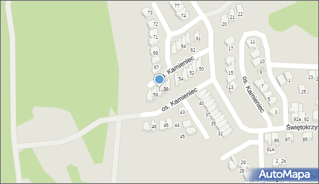 Kęty, Osiedle Kamieniec, 58, mapa Kęty