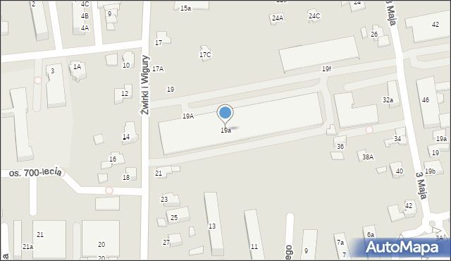 Kęty, Osiedle Wyszyńskiego Stefana, ks. kard., 19a, mapa Kęty