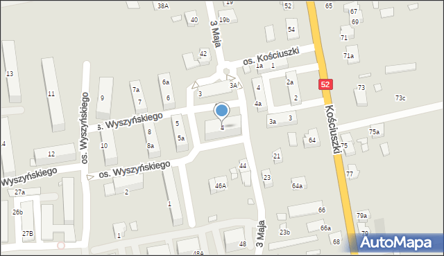Kęty, Osiedle Wyszyńskiego Stefana, ks. kard., 4, mapa Kęty
