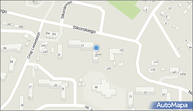 Kielce, Osiedle na Stoku, 22, mapa Kielc