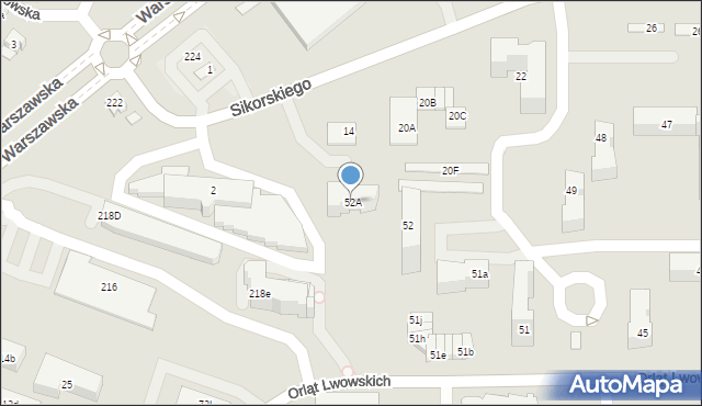 Kielce, Osiedle na Stoku, 52A, mapa Kielc
