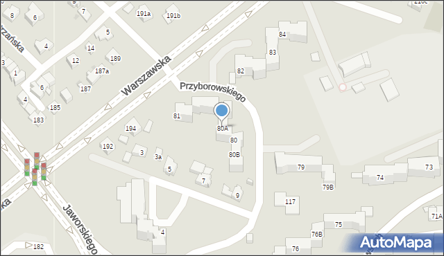 Kielce, Osiedle na Stoku, 80A, mapa Kielc