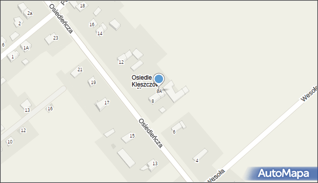 Kleszczów, Osiedleńcza, 8A, mapa Kleszczów