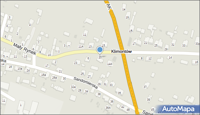 Klimontów, Ossolińska, 10, mapa Klimontów