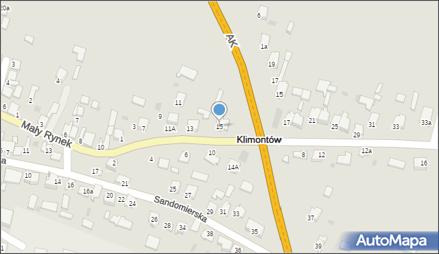 Klimontów, Ossolińska, 15, mapa Klimontów