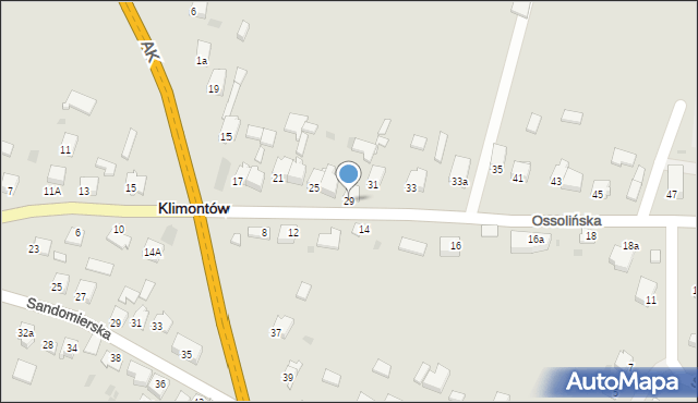 Klimontów, Ossolińska, 29, mapa Klimontów