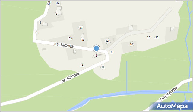 Kocierz Rychwałdzki, Osiedle Kiczora, 1, mapa Kocierz Rychwałdzki