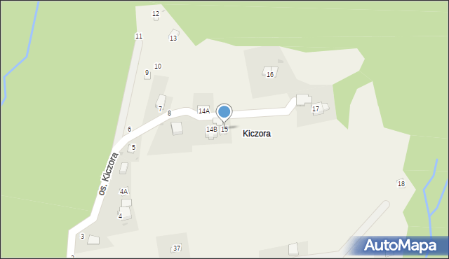 Kocierz Rychwałdzki, Osiedle Kiczora, 15, mapa Kocierz Rychwałdzki