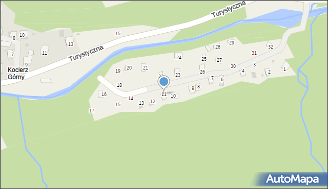 Kocierz Rychwałdzki, Osiedle Spokojne, 11, mapa Kocierz Rychwałdzki