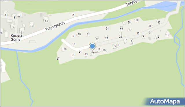 Kocierz Rychwałdzki, Osiedle Spokojne, 12, mapa Kocierz Rychwałdzki