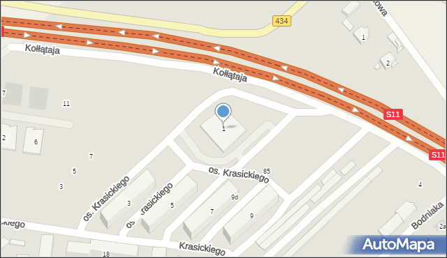 Kórnik, Osiedle Krasickiego Ignacego, 1, mapa Kórnik