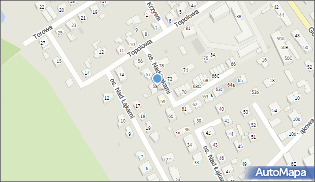 Kościan, Osiedle Nad Łąkami, 58a, mapa Kościan