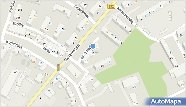 Kostrzyn nad Odrą, Osiedle 3 Maja, 13, mapa Kostrzyn nad Odrą