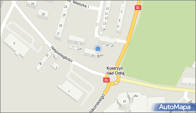 Kostrzyn nad Odrą, Osiedle Mieszka I, 18, mapa Kostrzyn nad Odrą