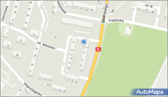 Kostrzyn nad Odrą, Osiedle Mieszka I, 2, mapa Kostrzyn nad Odrą